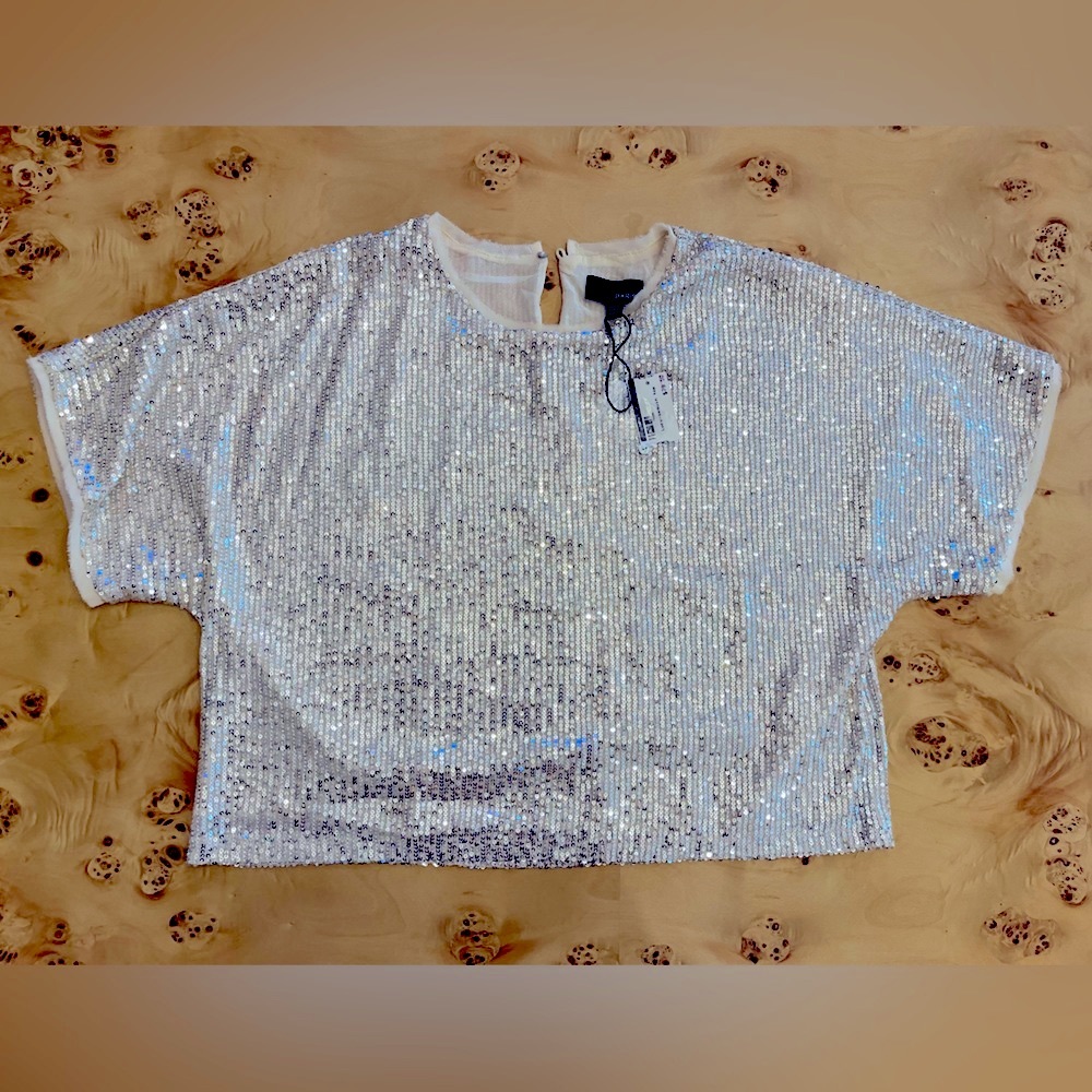 Lucy Paris sequin top - crop - cream/gold - size L